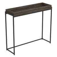 40” Modern Console Table With Sunkey Tray - Dark Grey With Black Metal 
