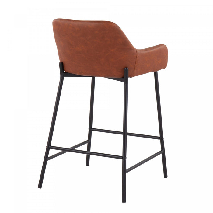 LumiSource Daniella Camel Faux Leather Industrial Counter-Height Stool - Set of 2