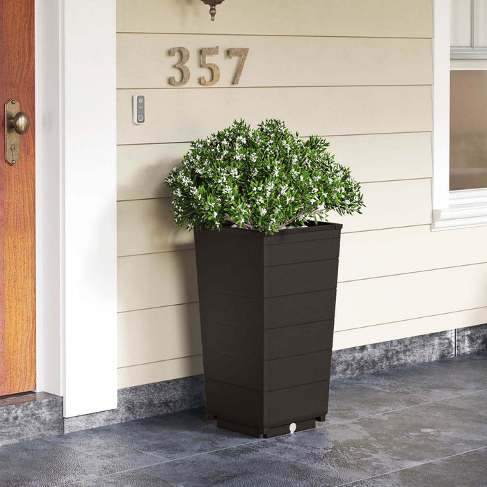 Costway 23\" Tall Planter Set Of 2 For Indoor/ Outdoor Use Large Self-watering Plant Pot Brown