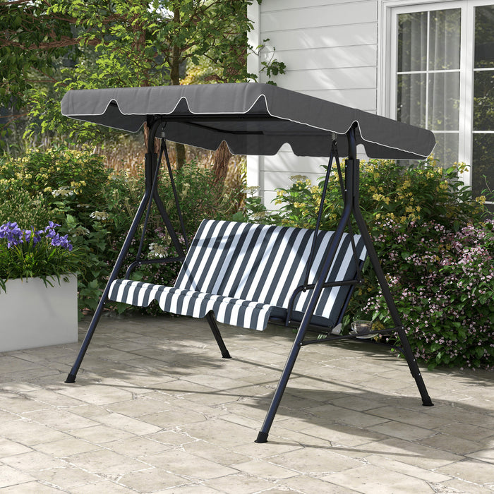 Outsunny 3-seat Patio Swing Chair With Adjustable Canopy Grey And White