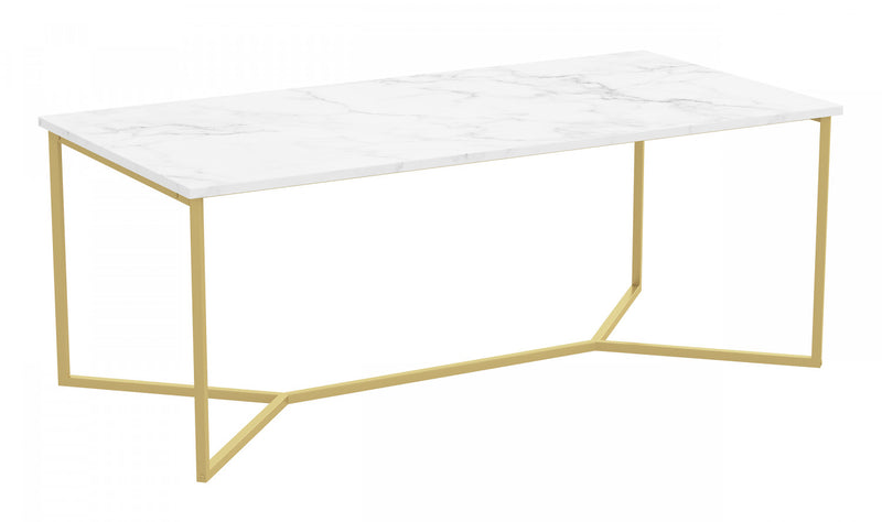 44” Coffee Table – Marble With Gold Metal