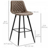 HOMCOM Bar Stools Set of 2, Counter Height, 27.25" Kitchen Stools, Brown