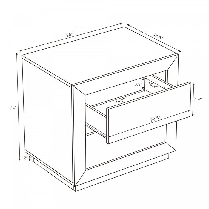 Soren Contemporary 26\" Nightstand in Charcoal Gray (2-Drawer)