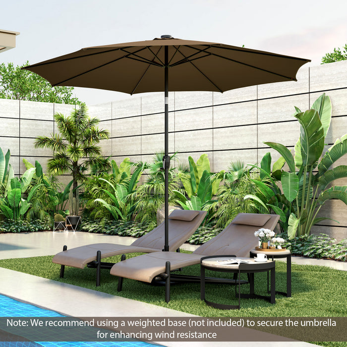 Costway 10 FT 112 LED Solar-Lighted Patio Market Umbrella Crank Tilt Outdoor Coffee