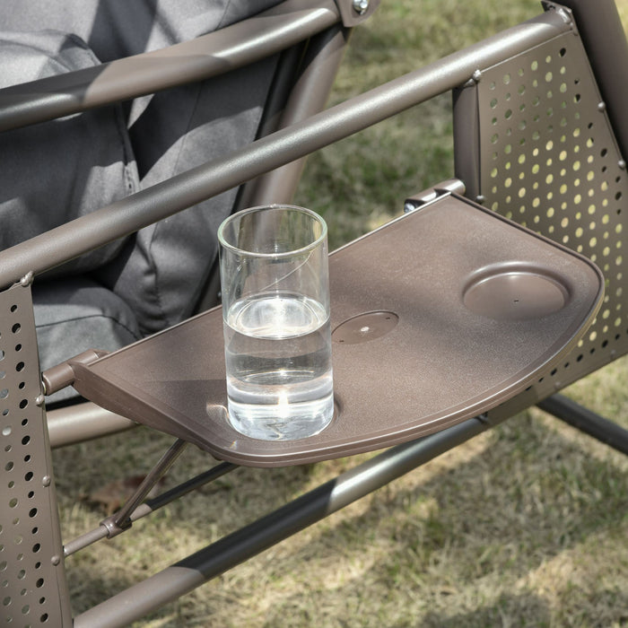 Outsunny 3 Seater Porch Swing Heavy Duty Outdoor Swing Chair, Dark Grey