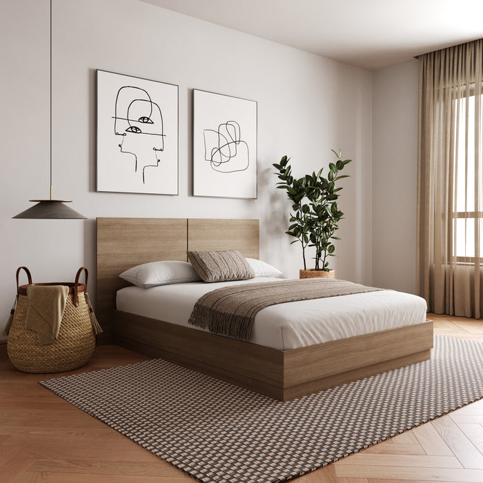 Nordika Milano Platform Full Bed - Brown Oak