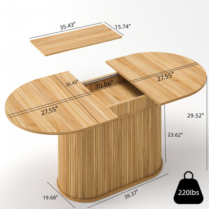 Noah Extendable Oval Dining Table with Striped Legs,Light Brown