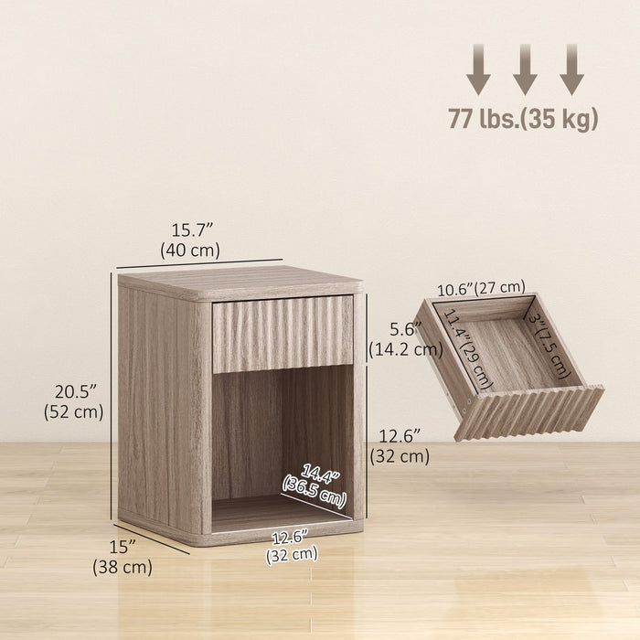 HOMCOM Modern Nightstand Set of 2, Bedside Table for Bedroom, Grey