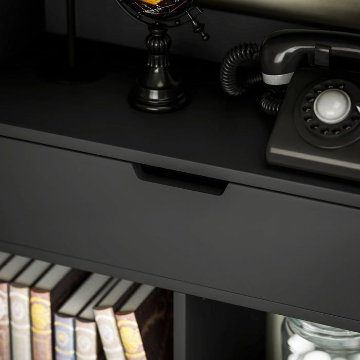 HOMCOM Tall Bookshelf with Drawer for Home Office, Black