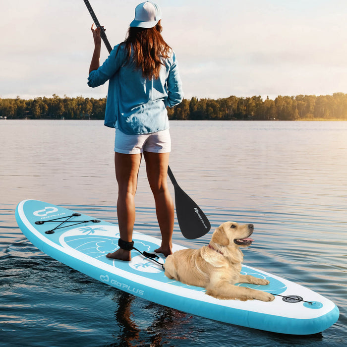 Goplus Large Inflatable Sup Board, Portable Paddle Board With 5d Rings Stand Up Paddle Board For Youth & Adult Turquoise