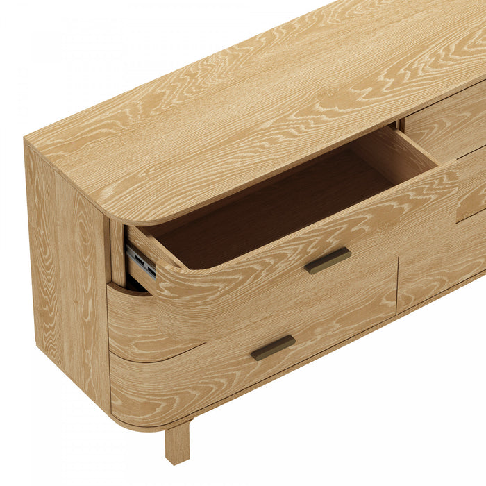 Arvon Modern 71\" TV Stand With Metal Legs in Black and Natural
