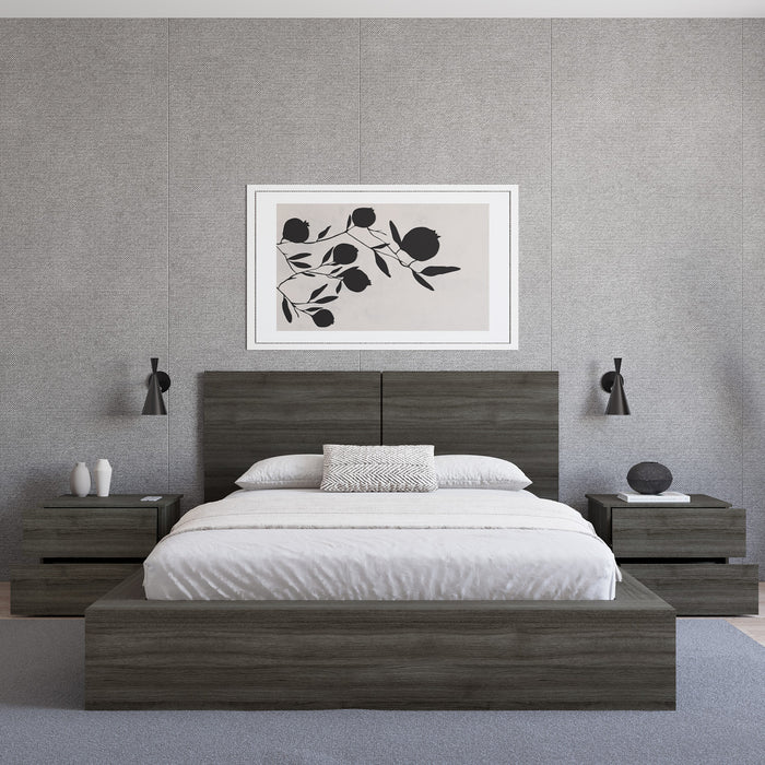 Nordika James Nightstand with 2-Drawers - Grey Oak