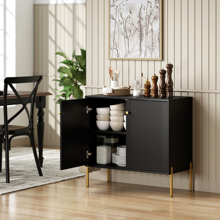 HOMCOM Sideboard with Fluted Doors, 32\" Modern Buffet Cabinet, Black