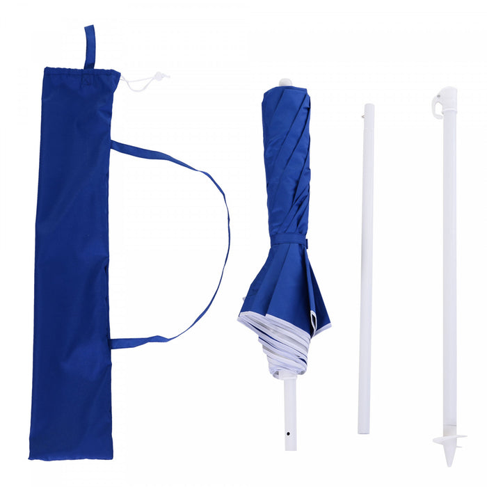 Outsunny 6.7ft Beach Umbrella With Push Button Tilt And Carry Bag, Blue