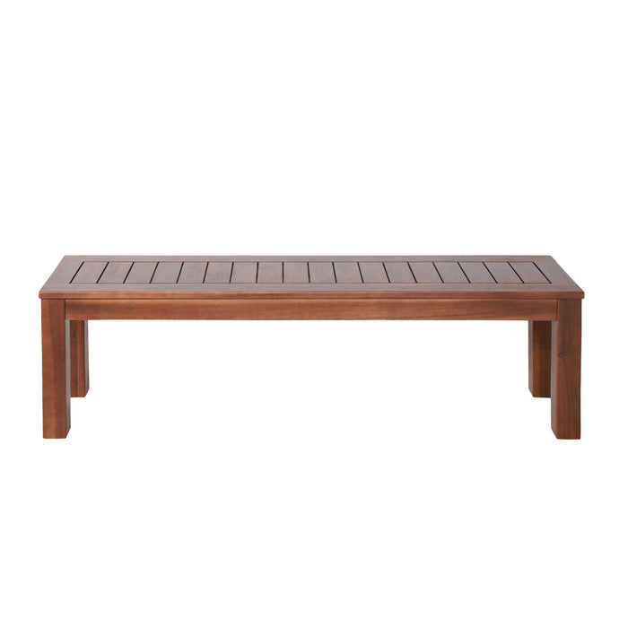 Georgia 61.75\" Slatted Acacia Wood Bench Set Of 2, Dark Brown