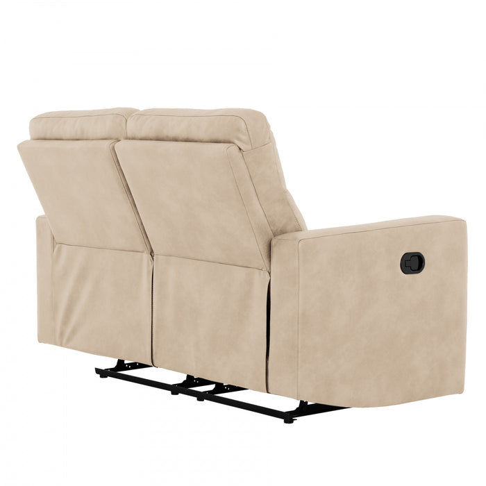 Denton 57 in. Faux Leather Manual Reclining Loveseat - Taupe