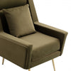 Vista Mid-Century Modern Metal Upholstered Lounge Chair in Forest Green | Fauteuil lounge Vista style mid-century moderne en metal et tissu, vert foret