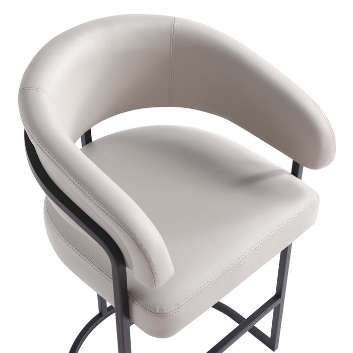 Augusta Modern Metal Upholstered Barstool in Light Gray - Set of 3