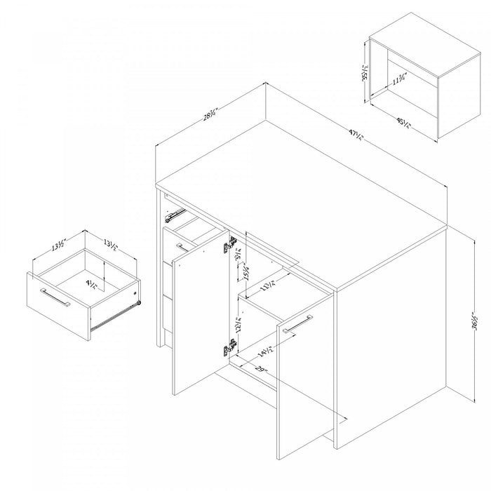 Myro Kitchen Island With Storage - Faux White Marble And White 