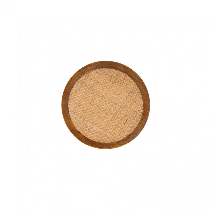 Rae Backless Rattan Counter-Height Stool - Walnut