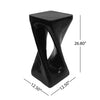 Cade 26.80" Twisted Square MGO Accent Table, Unique Natural Wood Grain Indoor Side Table, Black | Table d'appoint carree torsadee Cade 26,80 pouces MGO, table laterale interieure a grain de bois naturel unique, noir