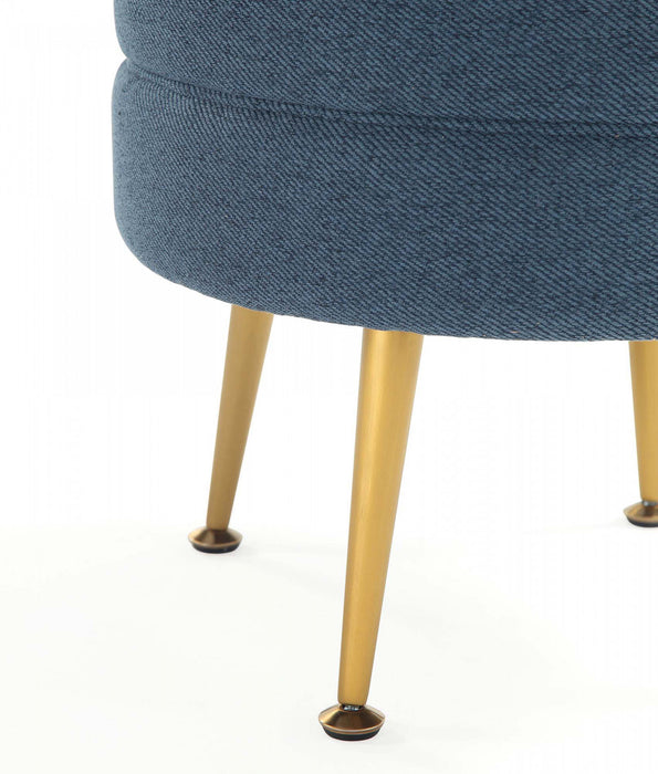 Bailey Mid-Century Modern Upholstered Accent Ottoman in Blue - Set of 2