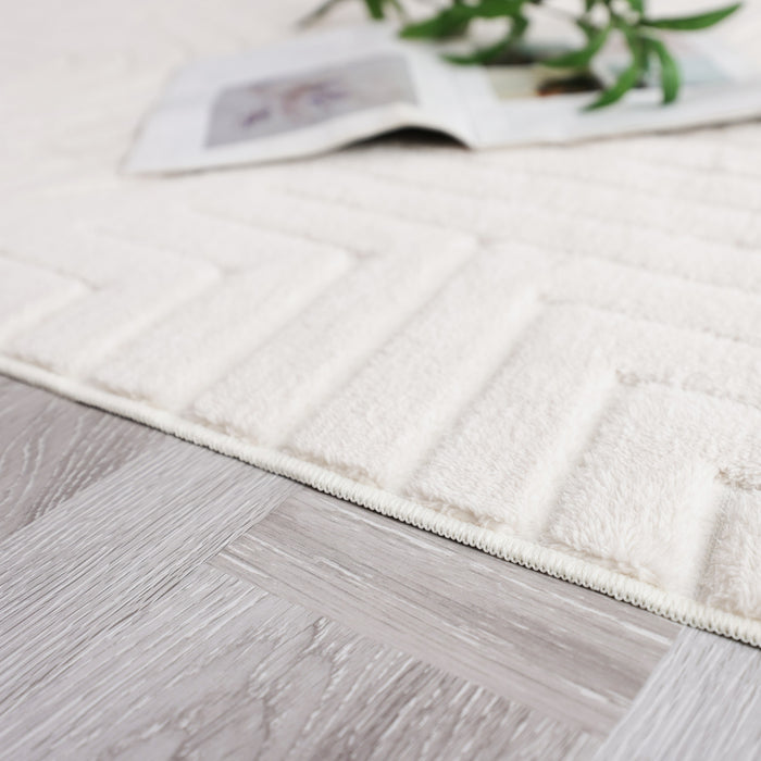 Velvet Cream Circles Washable Shag Area Rug 8'x10' Indoor Area Rug