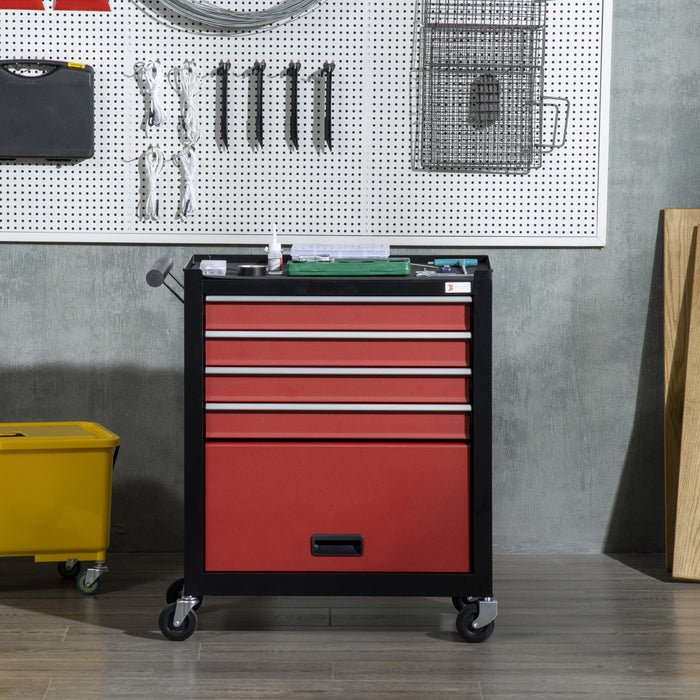 Durhand 4-drawer Tool Chest With 4 Wheels Rolling Tool Organizer