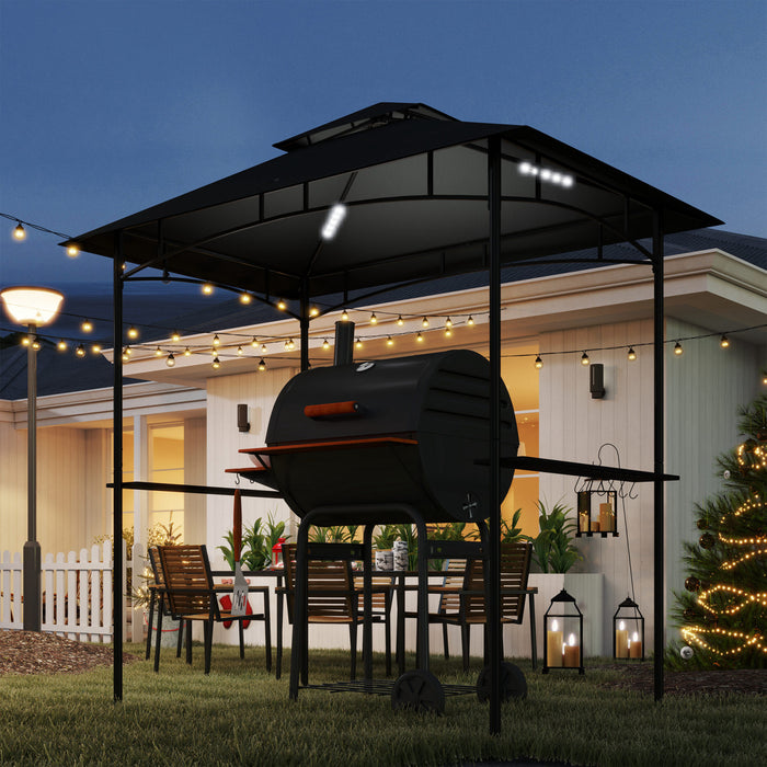 Outsunny 8' X 5' Grill Gazebo, Double Tiered Barbecue Gazebo, Dark Grey