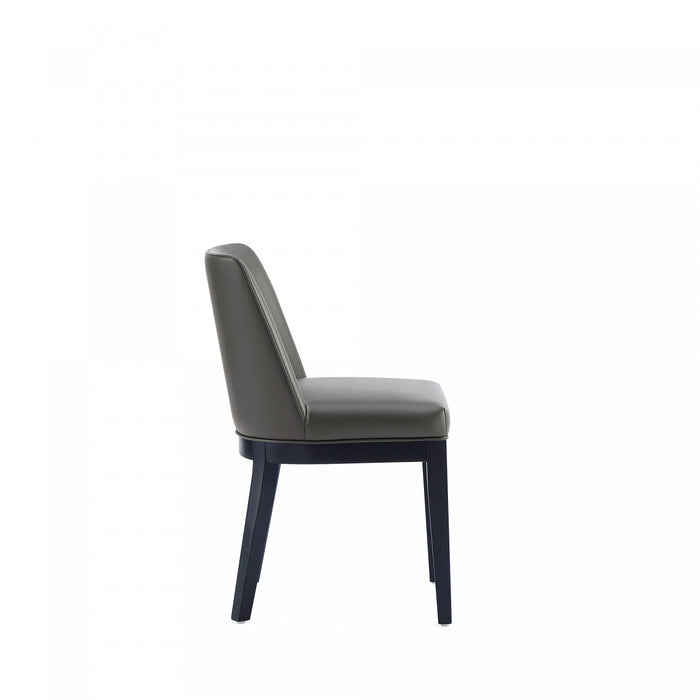 Gansevoort Modern Wood Vegan Leather Dining Chair in Graphite - Set of 4