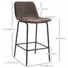 HOMCOM Modern Bar Stools Set of 2 Counter Height Bar Chairs Kitchen