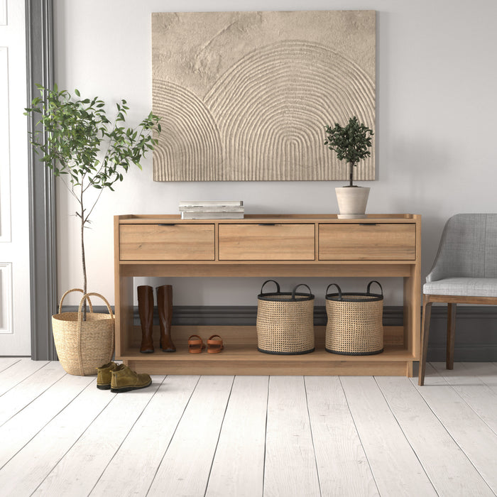 Prepac Simply Modern Buffet Console with 3 Drawers - Natural Oak