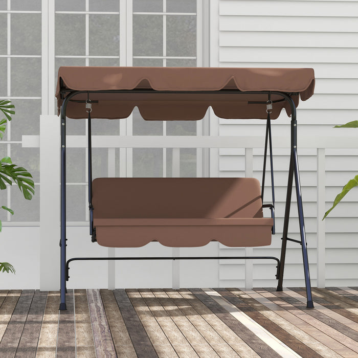 Outsunny 3-seat Patio Swing Chair With Adjustable Canopy Brown