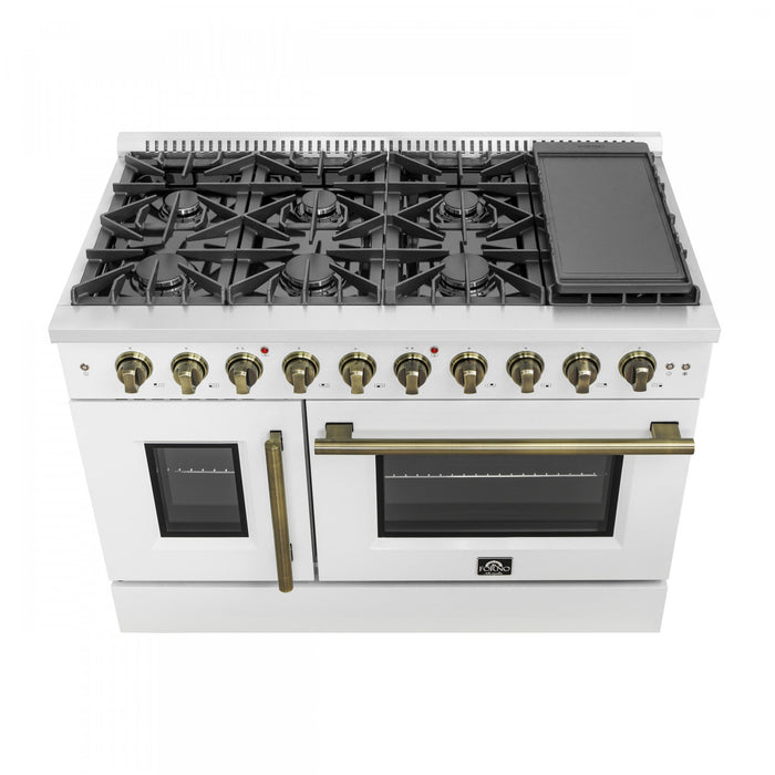 Forno Galiano 48\" White Gas Range, 4.32 cu.ft- FFSGS6444-48WHT