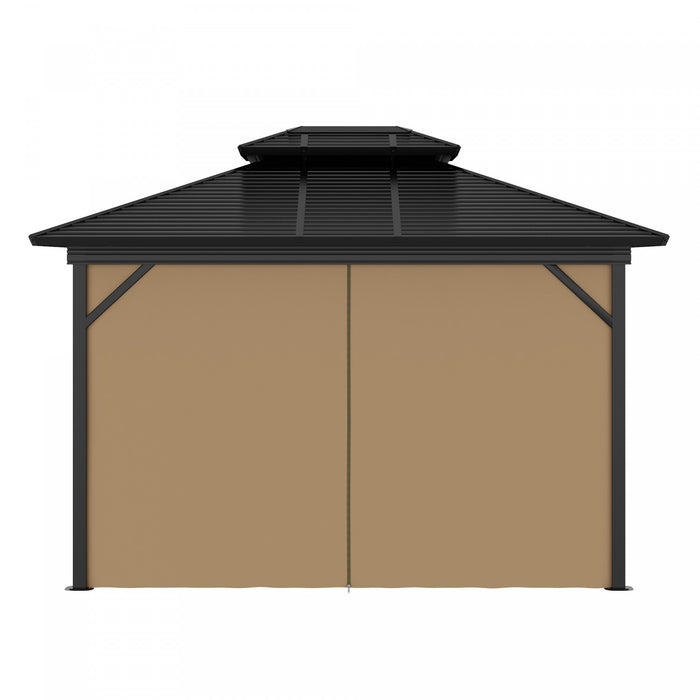 Outsunny 10' X 12' Hardtop Gazebo Outdoor Aluminum Gazebo For Patio Brown
