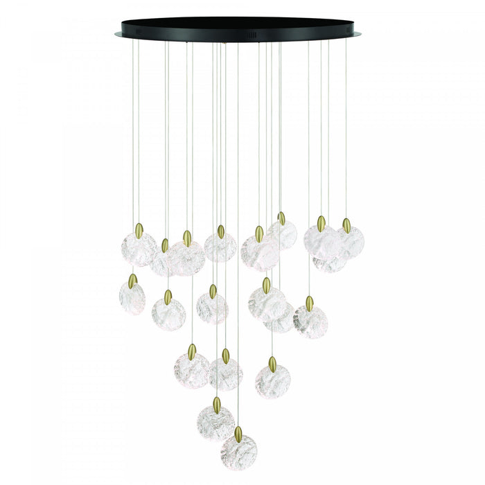 Snowflake 20 Light Integrated Led Chandelier, Satin Brass