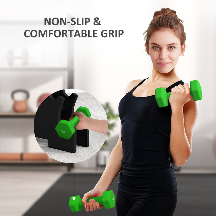 Soozier 20lb Dumbbells Set w/ Dumbbell Rack, 2 x 2lbs, 2 x 3lbs, 2 x 5lbs