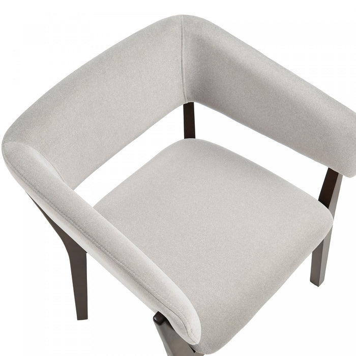 Blake Modern Faux Mohair Wood Armchair in Greige - Set of 2 Dining Chair