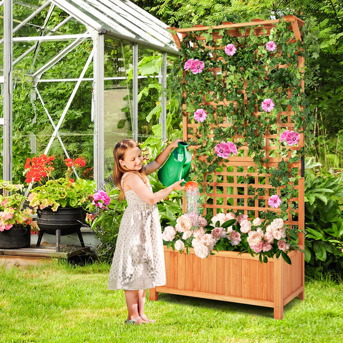 Costway Raised Garden Bed Planter Box Climbing Plants Container With Trellis &hanging Roof
