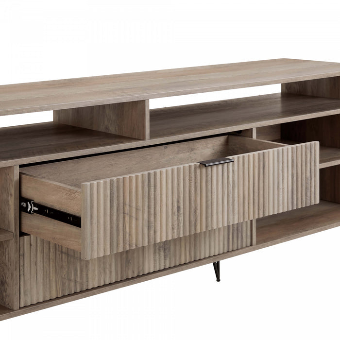 Dumbo Modern 85\" Fluted TV Stand in Rustic Gray
