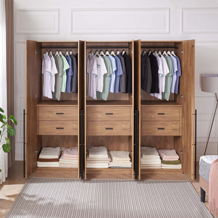 Lee Modern 32\" Wardrobe Closet in Golden Brown - Set of 3 Armoire