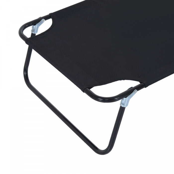 Outsunny Adjustable Outdoor Lounge Chair With Support Pillow, Black
