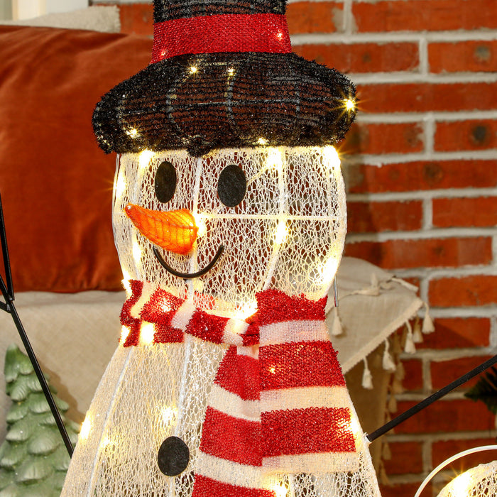 Outsunny Light Up Christmas Snowman Family Set of 3 with LED Lights White