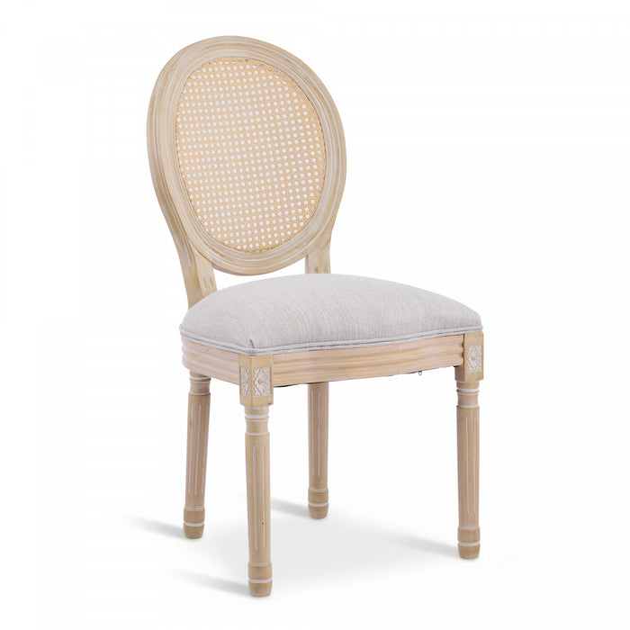 Ethan Solid Wood Rubberwood Dining Chair Set of 2 Pieces with Upholstered Seat,Beige
