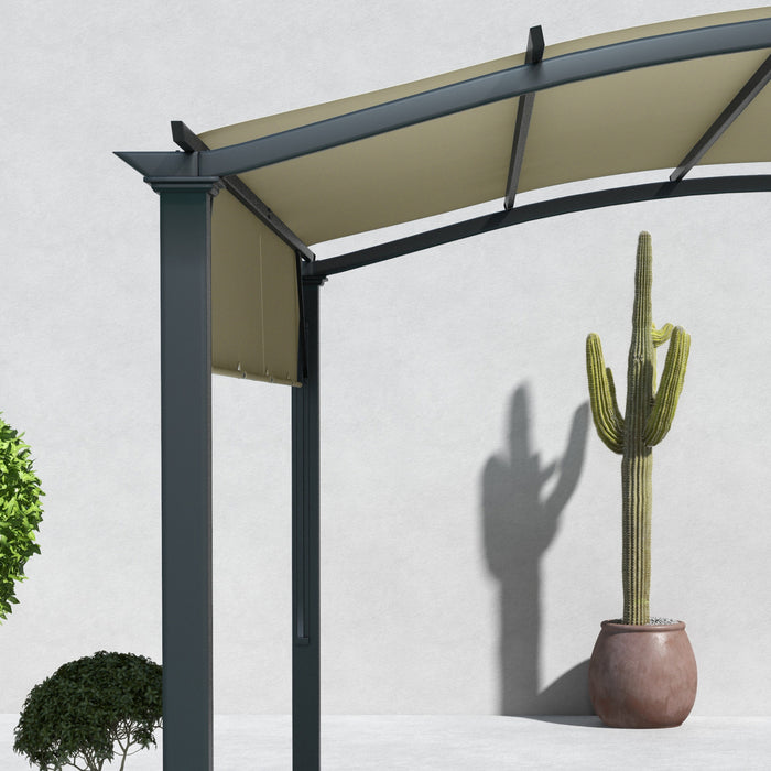 Outsunny 11' X 11' Retractable Pergola Canopy For Patio, Backyard, Beige