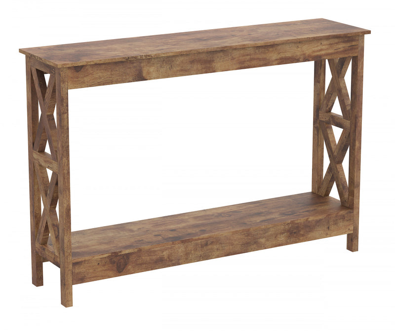 47” Console Table With 1 Shelf - Brown Reclaimed Wood