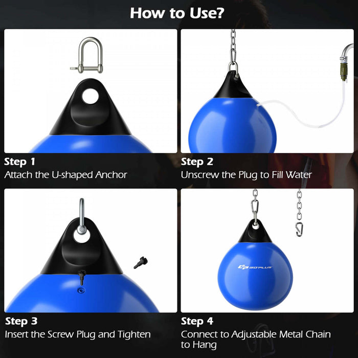Goplus 18\" 110lbs Heavy Water Filled Punching Aqua Training Boxing Bag Home Gym Hook Blue
