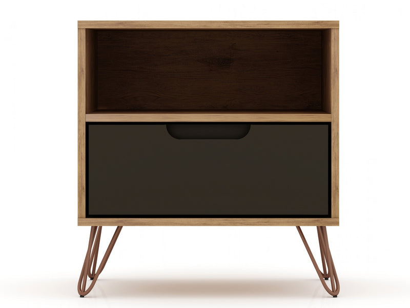 Rockefeller Mid-Century Modern 20\" Nightstand in Gray (1-Drawer) - Set of 2