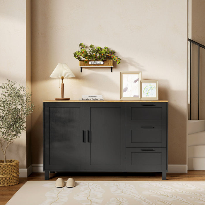 HOMCOM 47\" Buffet Cabinet with Soft-Close Doors, Modern Sideboard, Black