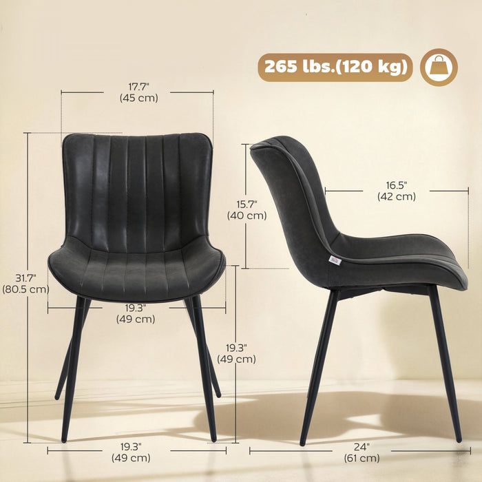 HOMCOM Dining Chairs Set of 2, Upholstered Kitchen Chairs with Backrest